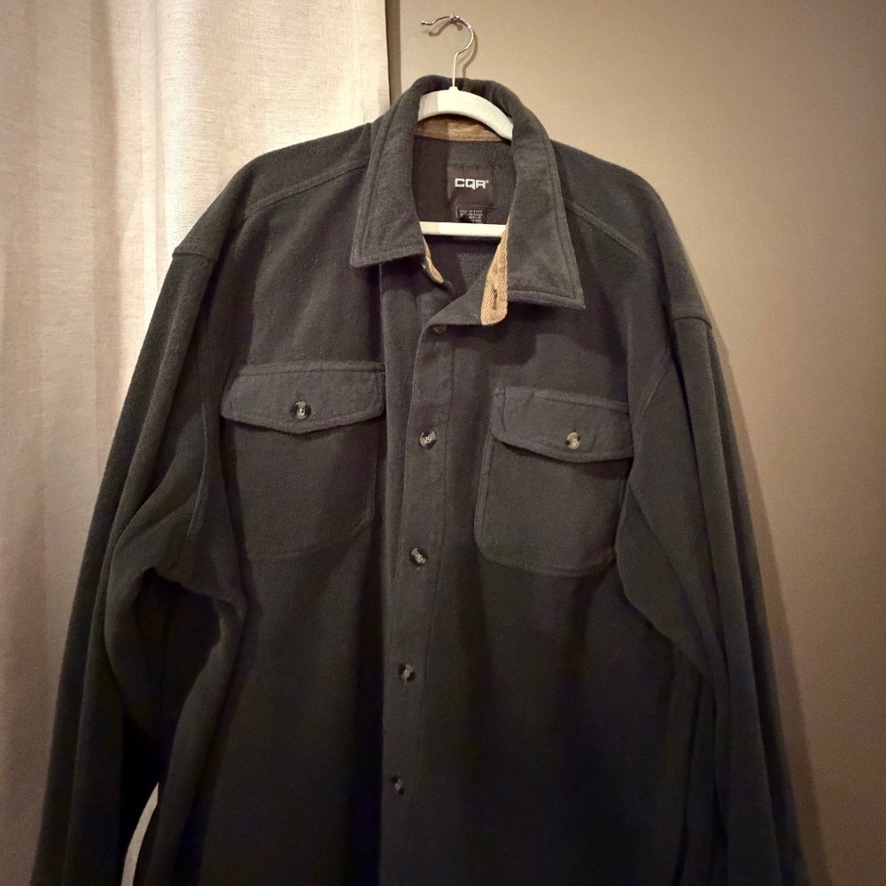 CQR Men's Dark Green Fleece Shacket Shirt, Long Sleeve, Size 3X